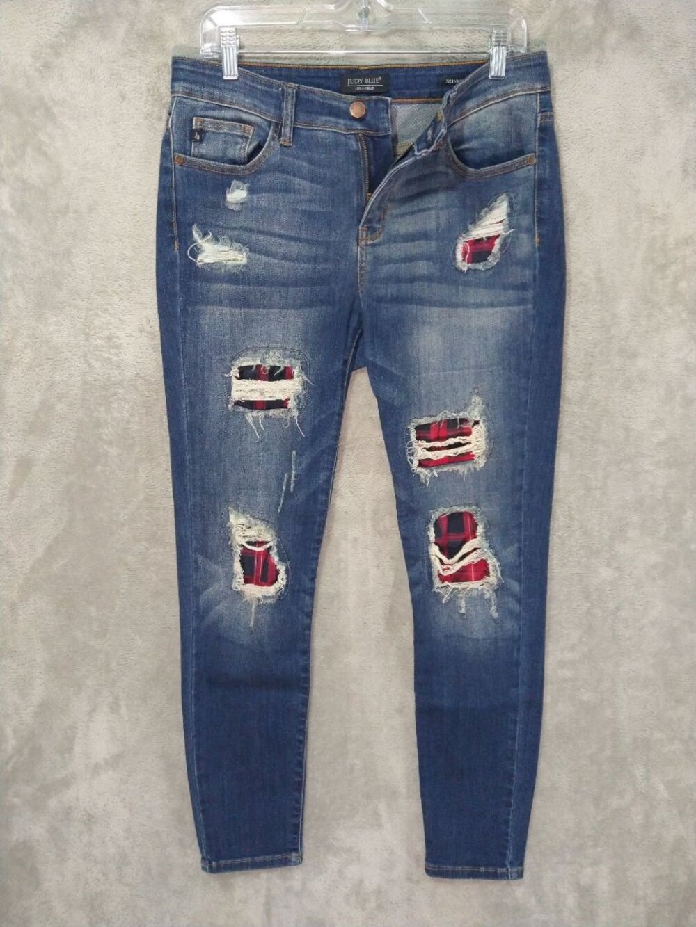 Judy Blue Jeans Womens 11/30 Denim Patch Skinny Fit Mid Rise Stretch Distressed